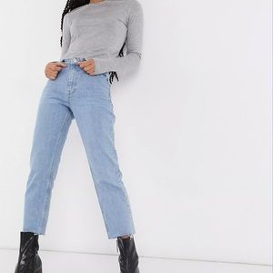 Topshop straight leg jeans in bleach wash